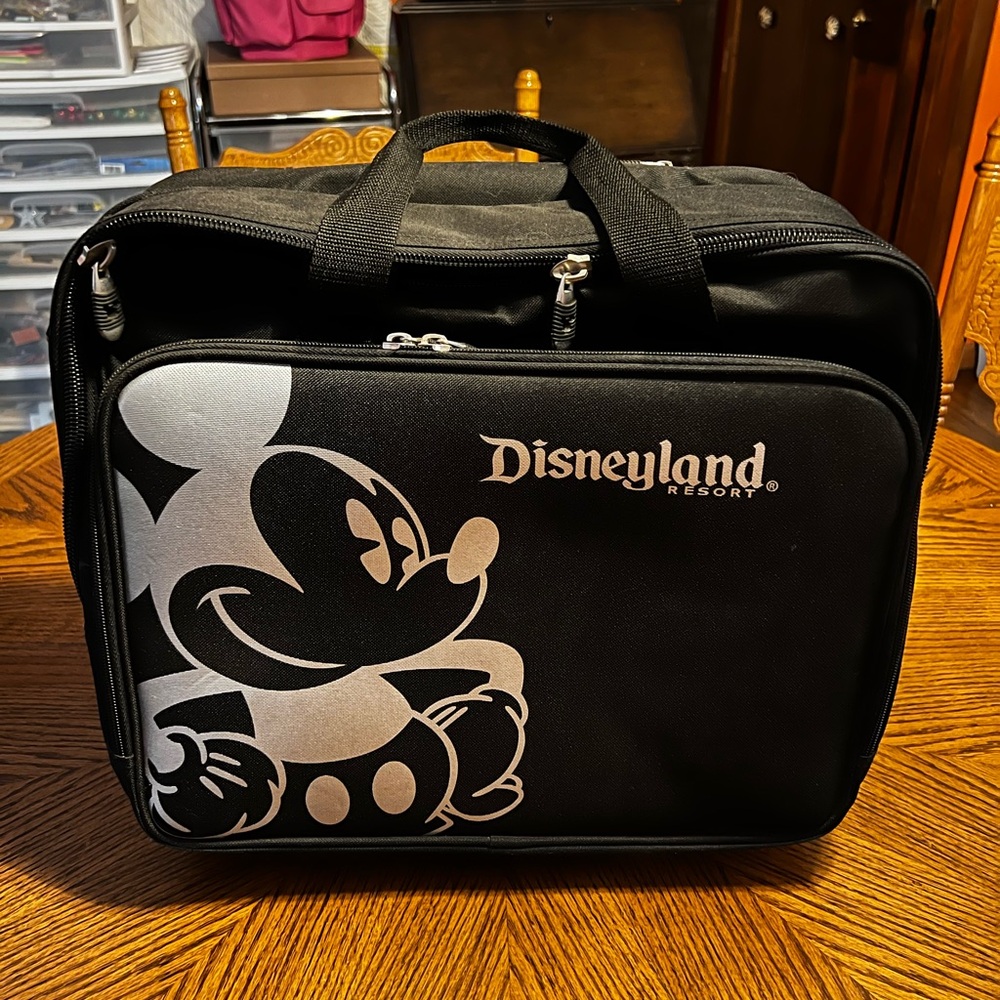 Disney Rolling Luggage - Mickey Mouse Design - Black and Silver - 15"